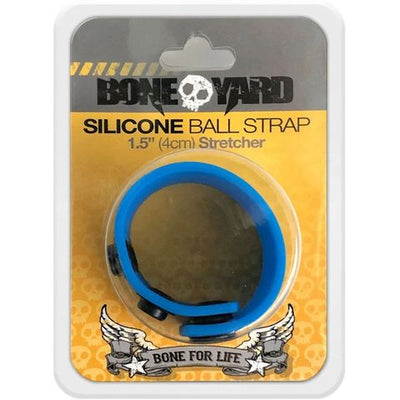 Boneyard 1.5inch Silicone Ball Strap – 3 Snap – Blue-Adult Toys - Cock Rings-Boneyard-Danish Blue Adult Centres