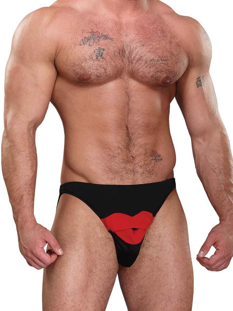 Male Power Hot Lips Novelty Bikini O/S-Clothing - Underwear & Panties - Mens& - Room in Front-Male Power-Danish Blue Adult Centres