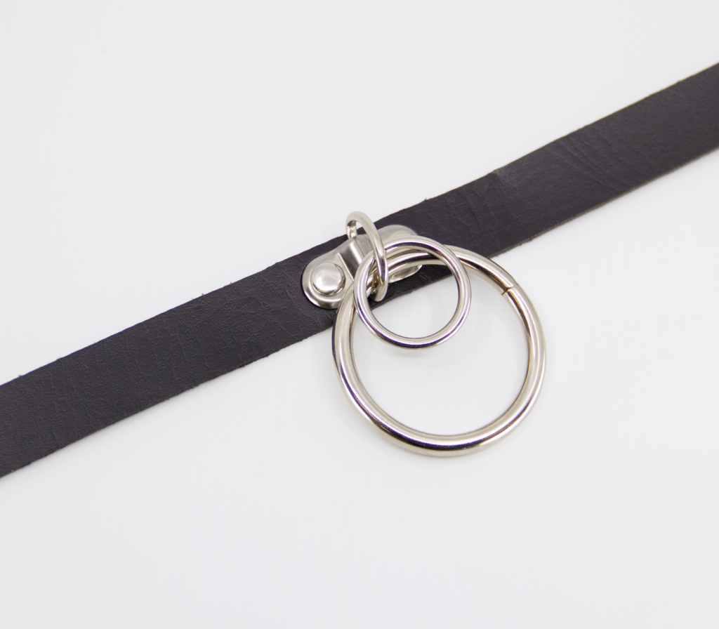 Love In Leather - Double Ring Faux Leather Choker-Bondage & Fetish - Cuffs & Restraints-Love In Leather-Danish Blue Adult Centres