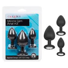 CalExotics Silicone Gem Anal Kit (Black) - 3 Plug Set-Unclassified-CalExotics-Danish Blue Adult Centres