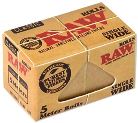 RAW Classic Natural Unrefined Rolling Paper Rolls - 5 Meter Roll - Single Wide Size-Smoking Products - Smoking Accessories-RAW-Danish Blue Adult Centres