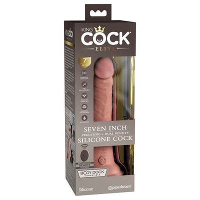 King Cock Elite 7'' Vibrating Dual Density Cock with Remote-Unclassified-King Cock-Danish Blue Adult Centres
