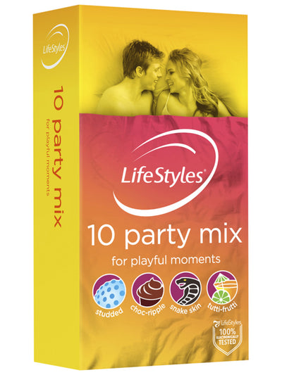 LIFESTYLES - Party Mix 10S Condoms-Lubricants & Essentials - Condoms-Ansell-Danish Blue Adult Centres