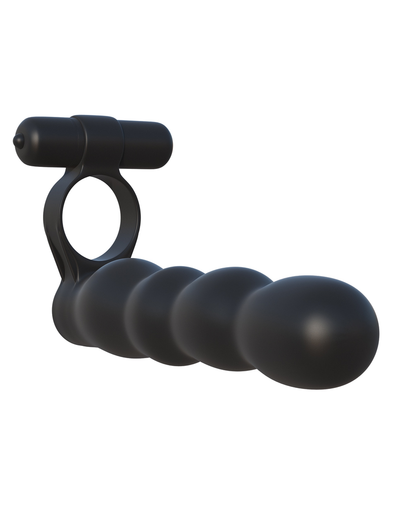 Pipedream Fantasy C-Ringz Posable Partner Double Penetrator (Black)-Adult Toys - Strap On - Kits-Pipedream-Danish Blue Adult Centres