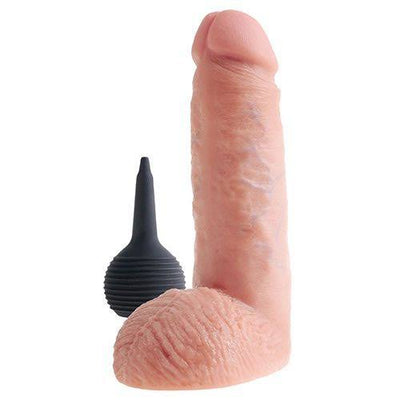 King Cock 8 Inch Squirting Cock w/ Balls (Flesh)-Adult Toys - Dildos - Squirting-King Cock-Danish Blue Adult Centres