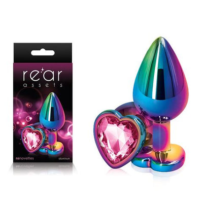 Rear Assets Multi Coloured Heart Butt Plug - Medium Pink-Adult Toys - Anal - Plugs-NS Novelties-Danish Blue Adult Centres