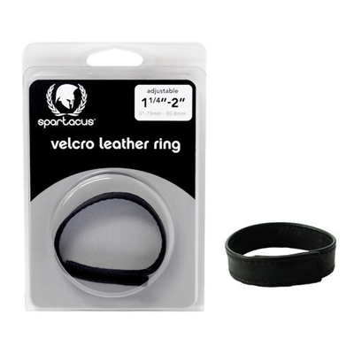 Spartacus Velcro Leather Cock Ring 1.25inch-2inch (Black)-Adult Toys - Cock Rings-Spartacus-Danish Blue Adult Centres