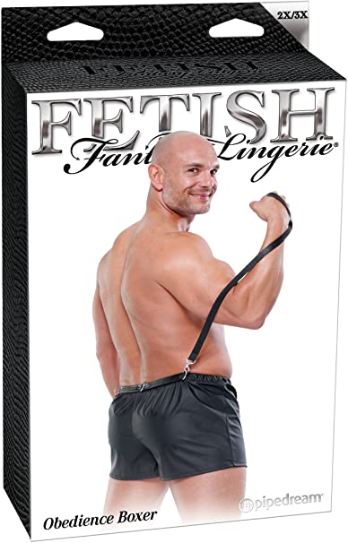 Pipedream Fetish Fantasy Obedience Boxer (Black) 2XL/3XL-Clothing - Underwear & Panties - Mens Room in Front-Fetish Fantasy-Danish Blue Adult Centres