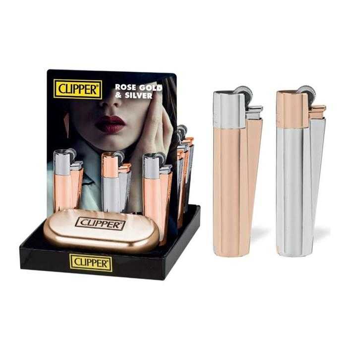 Clipper Metal Flint Rose Gold And Silver-Lifestyle - Lighters - Flame Lighters-Clipper-Danish Blue Adult Centres