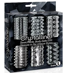 The 9's Crystalline TPR Cock Sleeves-Masturbators - Penis Sleeve-Icon Brands-Danish Blue Adult Centres