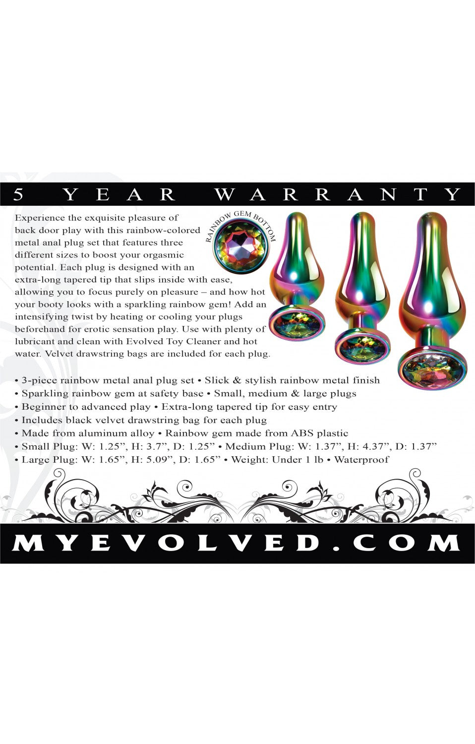 Evolved - Rainbow Metal Plug Set-Adult Toys - Anal - Plugs-Evolved-Danish Blue Adult Centres
