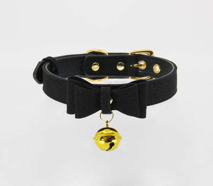 Love In Leather - Bow Collar with Cat Bell Black-Bondage & Fetish - Cuffs & Restraints-Love In Leather-Danish Blue Adult Centres