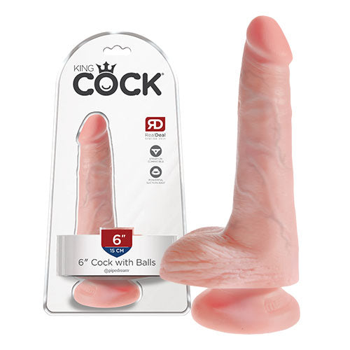 King Cock Realistic Dildo with balls 6inch Flesh