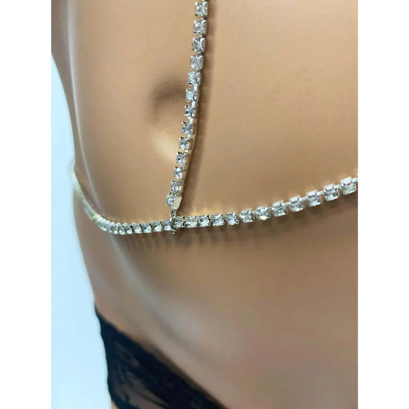 Poison Rose - Diamonte Neck and Waist Chain - Silver-Clothing - Accessories-Poison Rose-Danish Blue Adult Centres