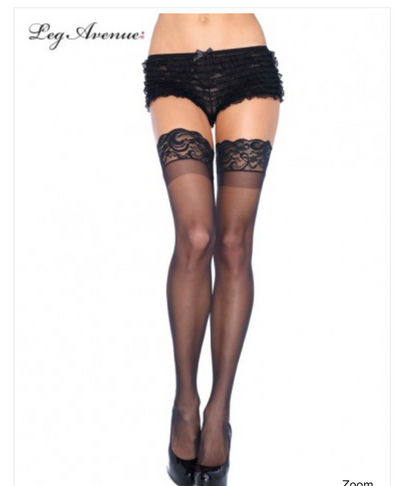 1022 - Leg Avenue Stay Up Lace Top Sheer Thigh O/S-Unclassified-Leg Avenue-Danish Blue Adult Centres