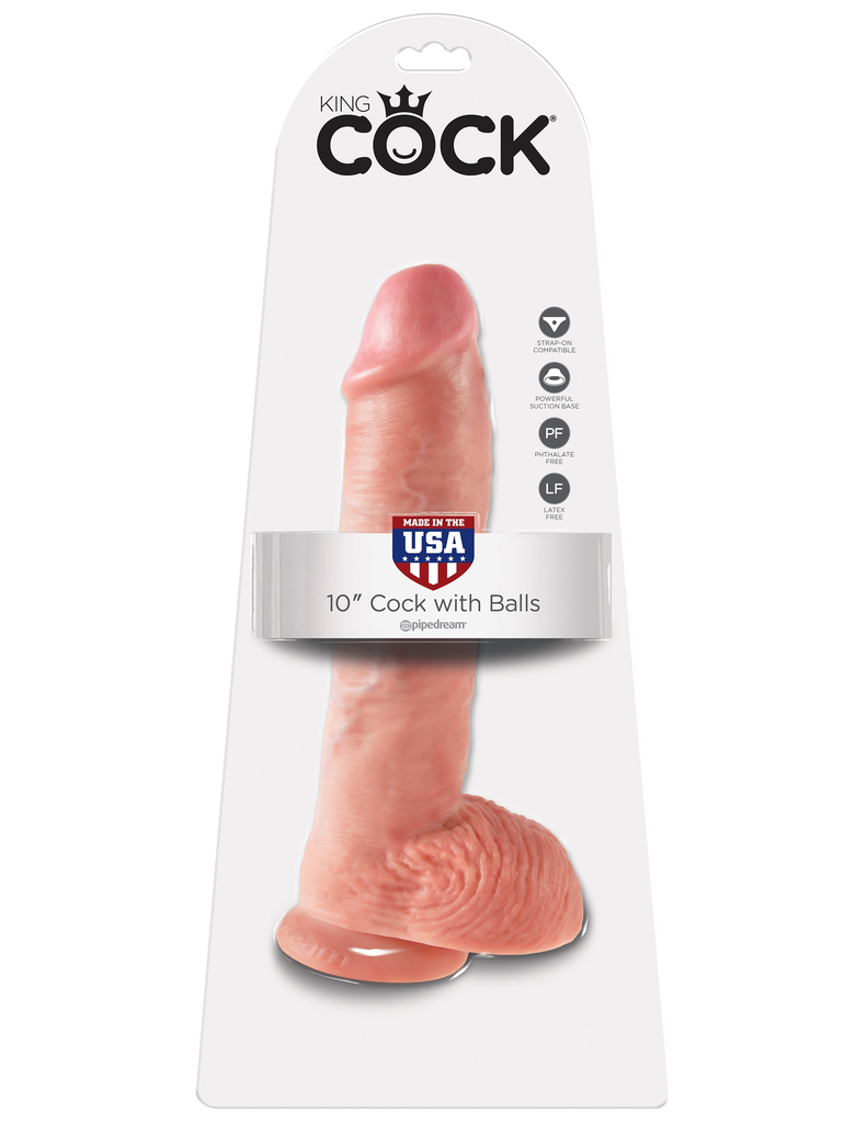 King Cock Realistic Dildo with balls 10inch Flesh-Adult Toys - Dildos - Realistic-King Cock-Danish Blue Adult Centres