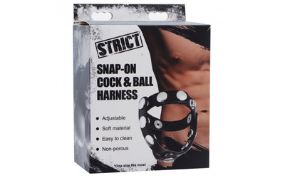 Strict Snap-On Cock And Ball Harness (Black)-Adult Toys - Cock Rings - Separators-Strict-Danish Blue Adult Centres