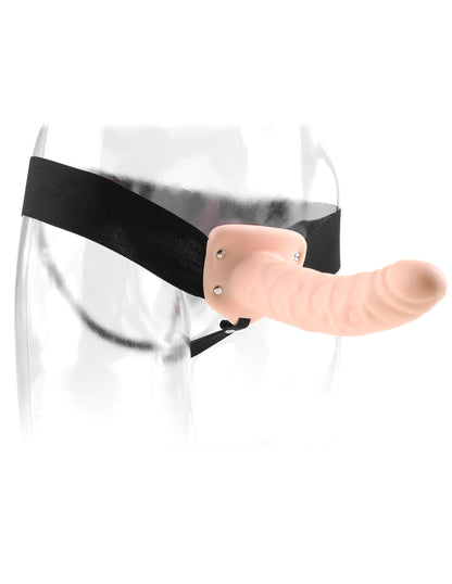 Pipedream Fetish Fantasy 8inch Vibrating Hollow Strap-On (Flesh)-Adult Toys - Strap On - Kits-Pipedream-Danish Blue Adult Centres