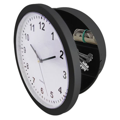 Wall Clock Stash Container 260mm (Black/Silver)-Lifestyle - Storage - Bags& - Safes-Sandleford-Danish Blue Adult Centres