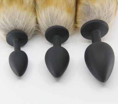 Fox Tail Buttplug (Grey/White) - Small-Adult Toys - Anal - Plugs-Love In Leather-Danish Blue Adult Centres