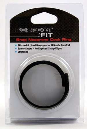 Perfect Fit Neoprene Snap Cockring (Black)-Adult Toys - Cock Rings-Perfect Fit-Danish Blue Adult Centres