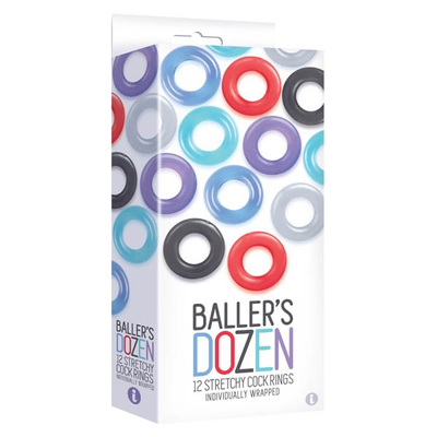 Baller's Dozen Individually Wrapped Cock Rings - 12 Pack