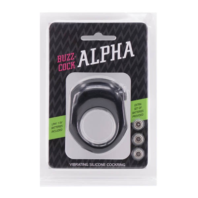 Buzz-Cock Alpha Vibrating Silicone Cock Ring (Black)