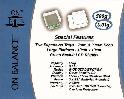 0.01g/500g On-Balance Envy Scale NV-500 (Silver)-Lifestyle - Scales - 0.01-On Balance-Danish Blue Adult Centres