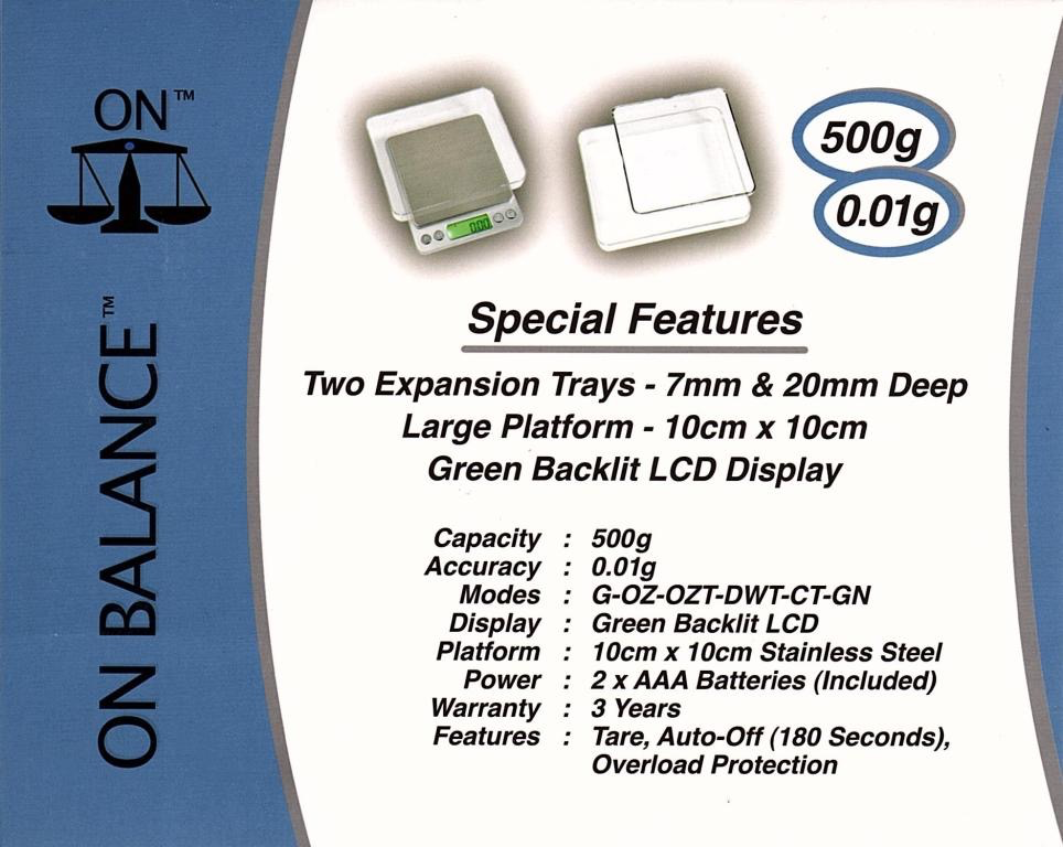 0.01g/500g On-Balance Envy Scale NV-500 (Silver)-Lifestyle - Scales - 0.01-On Balance-Danish Blue Adult Centres