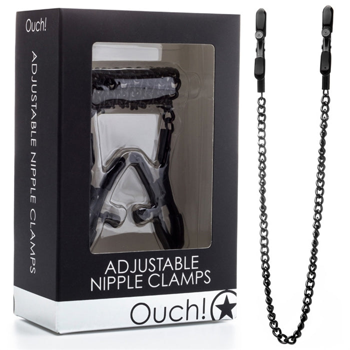 Ouch Adjustable Nipple Clamps Black-Bondage and Fetish - Nipple Play-Ouch-Danish Blue Adult Centres