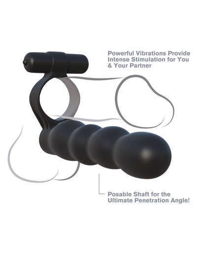 Pipedream Fantasy C-Ringz Posable Partner Double Penetrator (Black)-Adult Toys - Strap On - Kits-Pipedream-Danish Blue Adult Centres