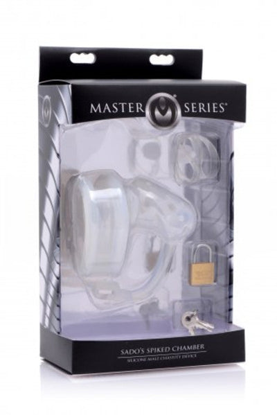 Sado Spiked Chamber Silicone Male Chastity Device-Adult Toys - Bondage & Fetish - Cages-Master Series-Danish Blue Adult Centres