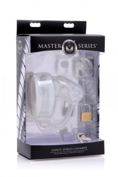 Sado Spiked Chamber Silicone Male Chastity Device-Adult Toys - Bondage & Fetish - Cages-Master Series-Danish Blue Adult Centres