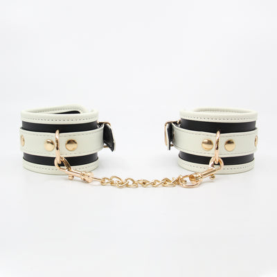 Love in Leather - Black & Glow in the Dark Wrist Restraints-Bondage & Fetish - Floggers & Whips-Love In Leather-Danish Blue Adult Centres