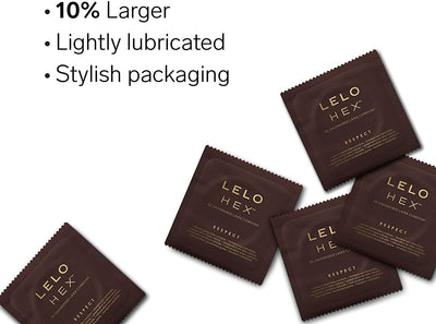 Lelo Hex Respect Larger Condoms - 3 Pack 58mm-Lubricants & Essentials - Condoms-Lelo-Danish Blue Adult Centres