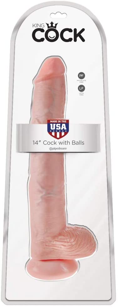 King Cock Realistic Dildo with balls 14inch Flesh