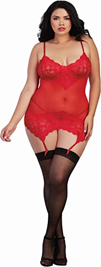 11518X - Dreamgirl Garterslip & G-String Ruby OS (RBY) Queen-Clothing - Garter-Dreamgirl-Danish Blue Adult Centres