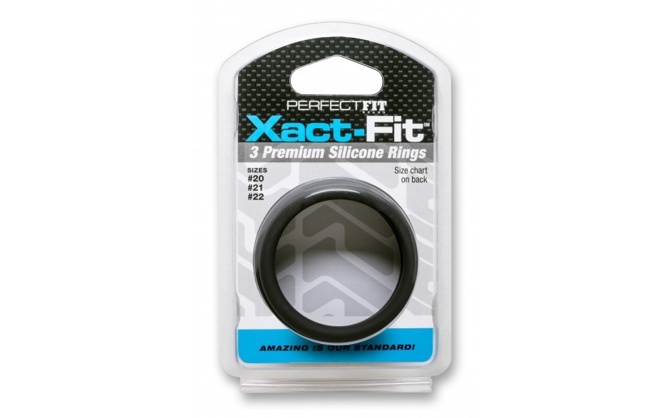 Perfect Fit Xact Fit 3 Silicone Rings - X-Large (Black)-Adult Toys - Cock Rings-Perfect Fit-Danish Blue Adult Centres