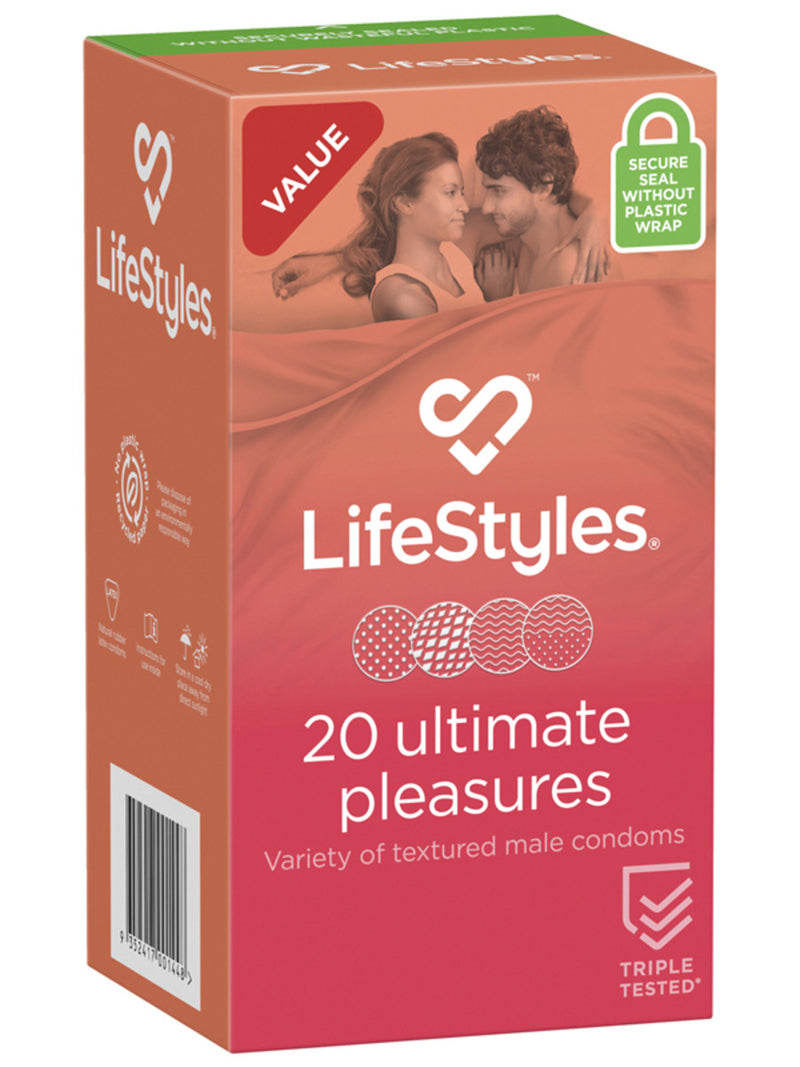 Lifestyles Ultimate Pleasure Condoms - 20PK-Lubricants & Essentials - Condoms-Ansell-Danish Blue Adult Centres