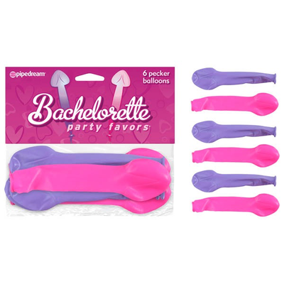 Bachelorette Party Favors Pecker Balloons Pink/Purple - Pack of 6-Novelty-Pipedream-Danish Blue Adult Centres