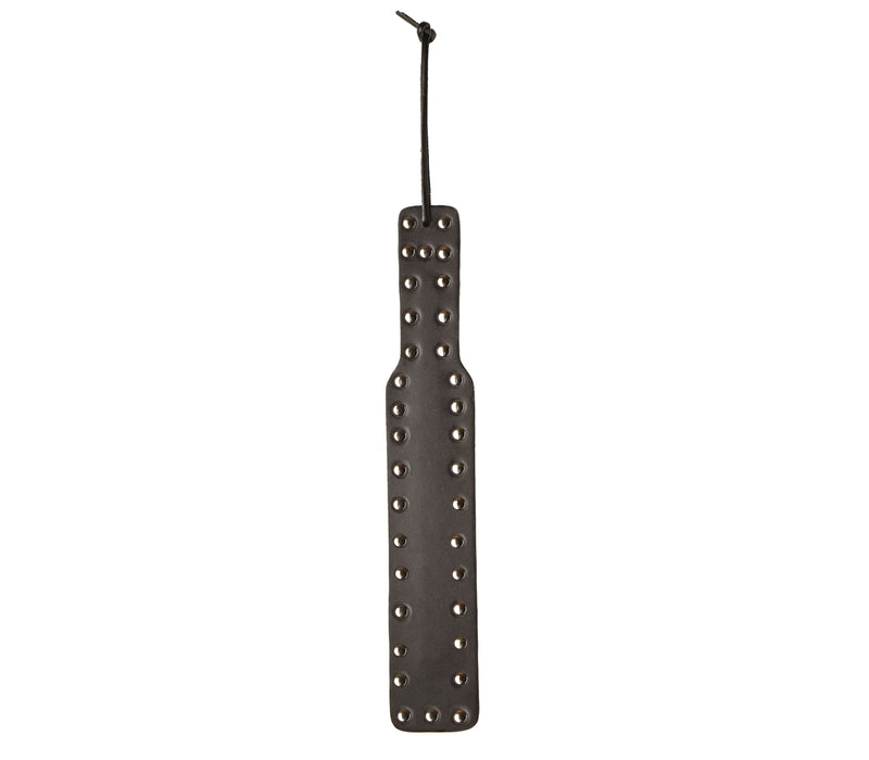 Love In Leather - Black Leather Paddle w/ All Round Silver Stud Detail