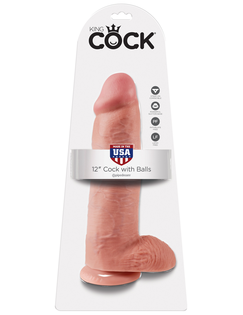 King Cock Realistic Dildo with balls 12inch Flesh