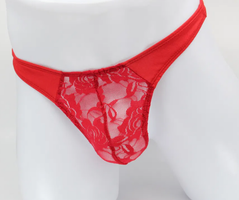 Love in Leather Mens lace thong S/M (Red)