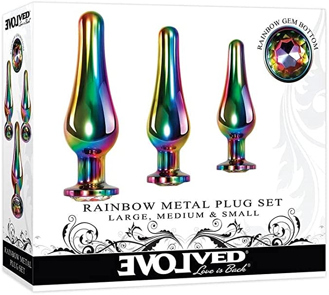 Evolved - Rainbow Metal Plug Set-Adult Toys - Anal - Plugs-Evolved-Danish Blue Adult Centres