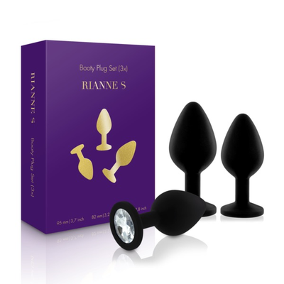 RIANNE S Booty Plug Set x3 (Black)-Adult Toys - Anal - Plugs-Rianne-S-Danish Blue Adult Centres