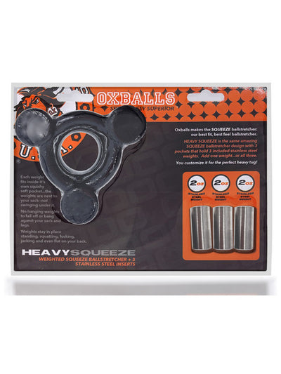 Heavy Squeeze Weighted Squeeze Ball Stretcher W/ 3 Stainless Steel Weights Black-Adult Toys - Cock Rings - Ball Stretchers-Oxballs-Danish Blue Adult Centres
