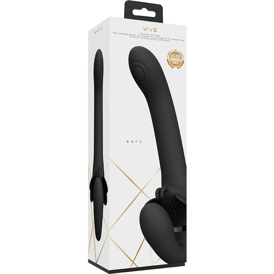 Vive - Satu - Pulse-Wave and Vibrating Strapless Strap-on-Adult Toys - Strap On - Strapless-Shots-Danish Blue Adult Centres