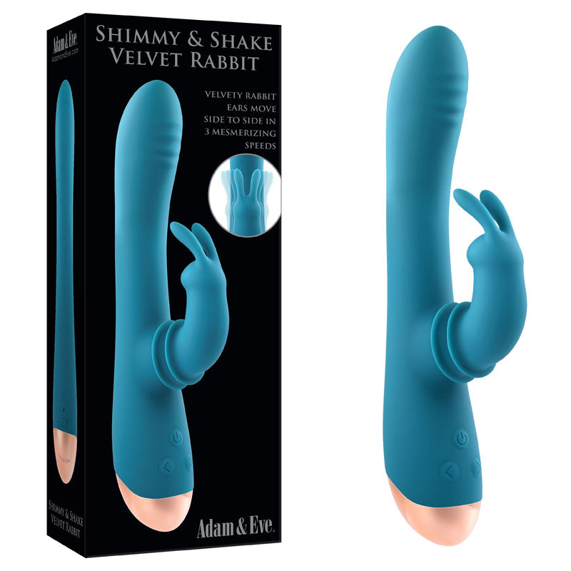 Adam & Eve Shimmy & Shake Velvet Rabbit-Adult Toys - Vibrators - Rabbits-Adam & Eve-Danish Blue Adult Centres