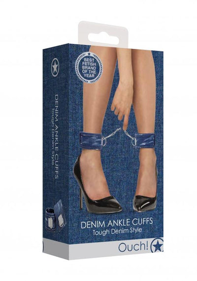 Ouch! Denim Ankle Cuffs-Bondage & Fetish - Cuffs & Restraints-Ouch-Danish Blue Adult Centres