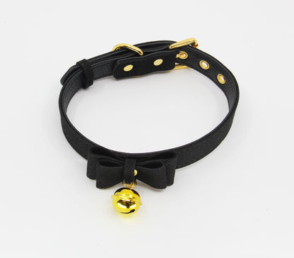 Love In Leather - Bow Collar with Cat Bell Black-Bondage & Fetish - Cuffs & Restraints-Love In Leather-Danish Blue Adult Centres